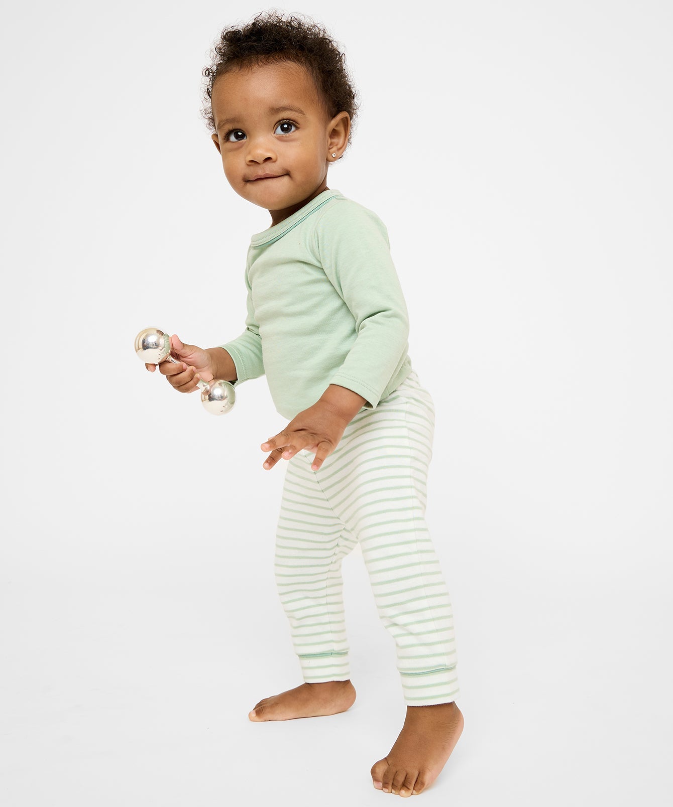 Andy Baby Legging in Dusty Seafoam Mini Stripe