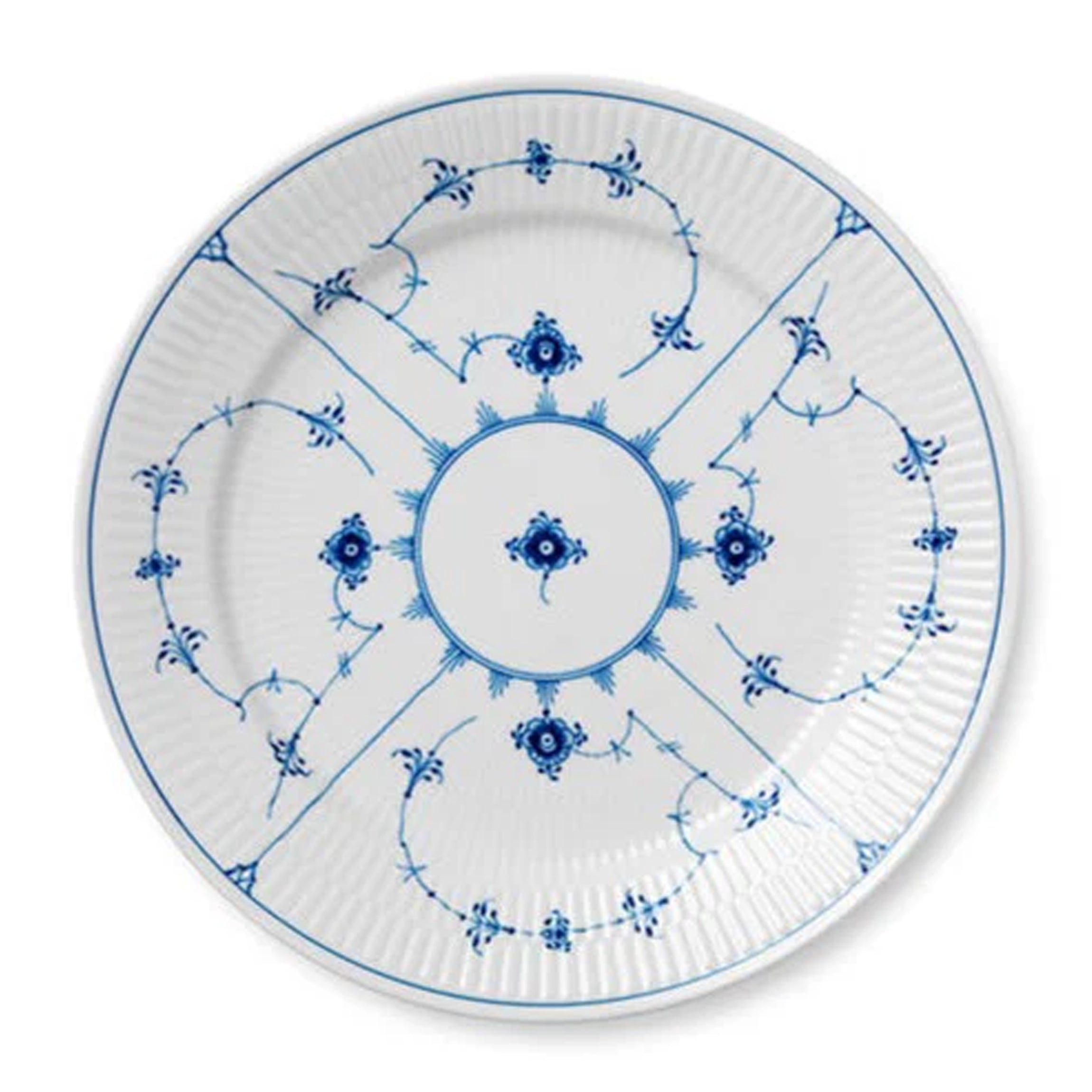 Blue Fluted Plain Dinner Plate 10.75"